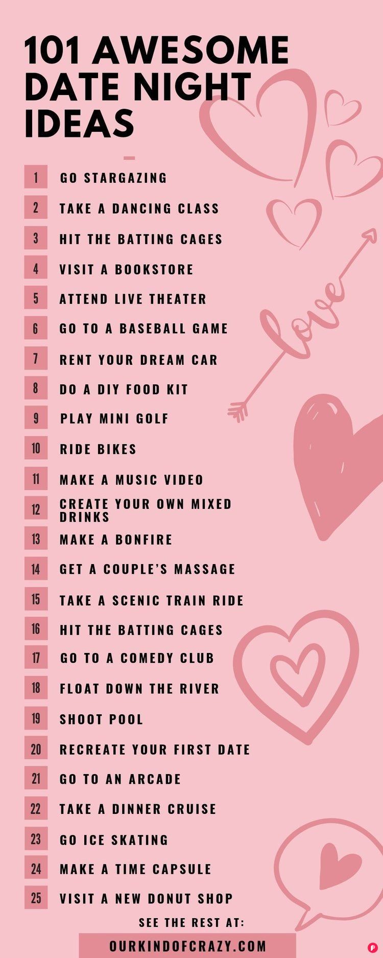 101 Date Night Ideas That Aren’t Dinner & A Movie - ourkindofcrazy.com