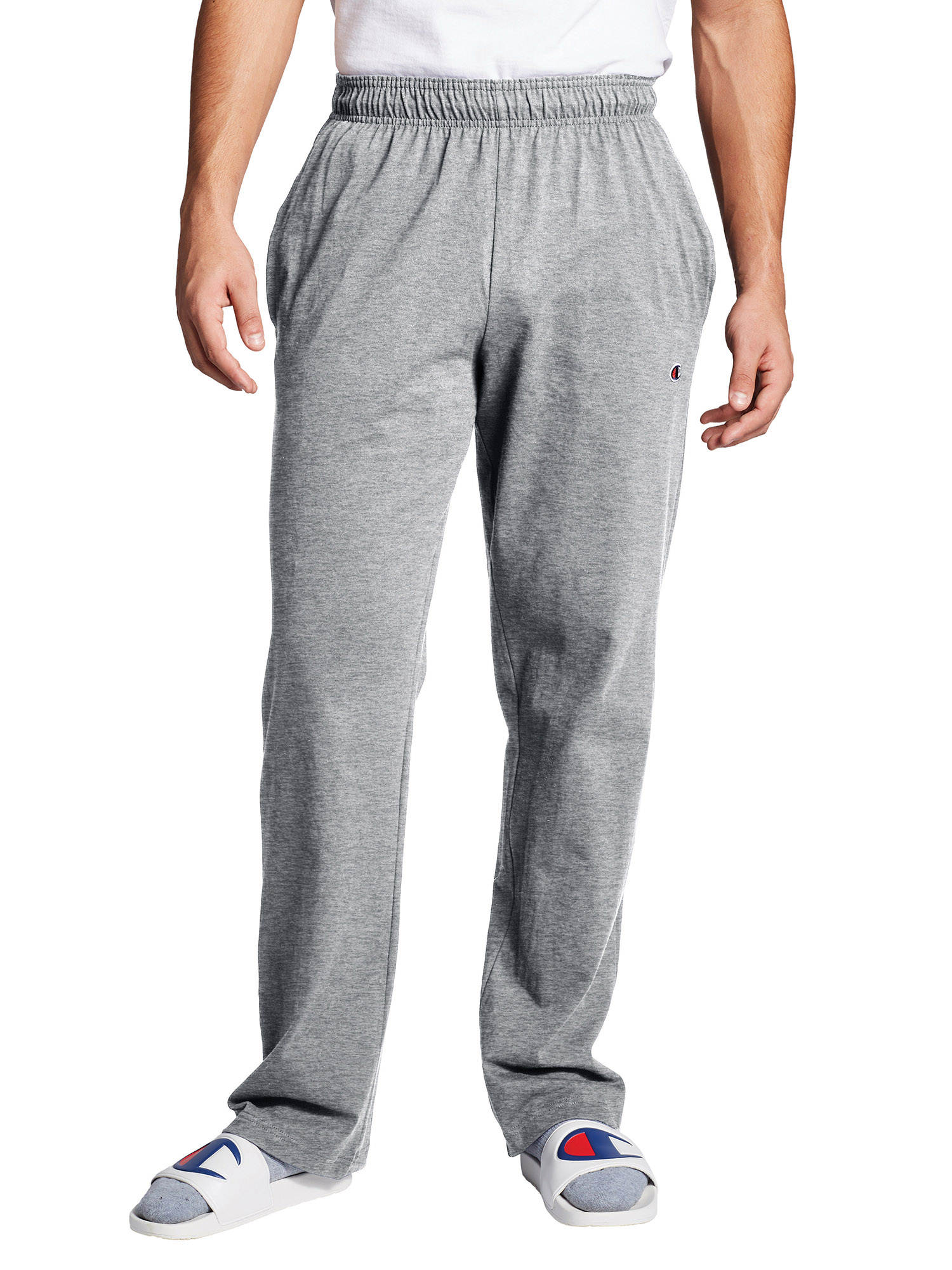 Champion Men’s Open Bottom Jersey Sweatpants Size L Oxford Gray --A11