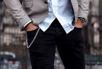 Beautiful mens grey blazer outfit business casual jackets