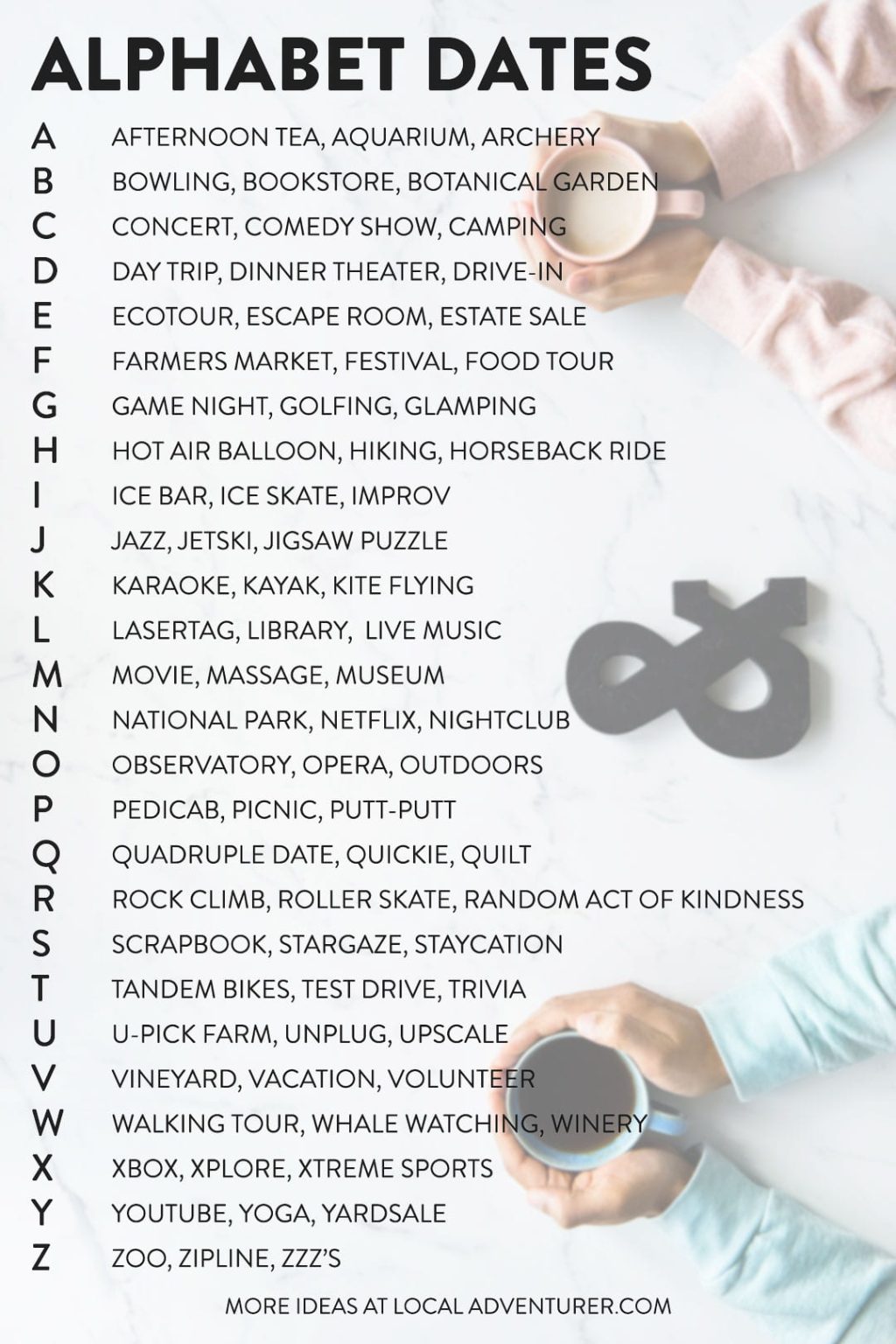 Alphabet Dating Ideas - Creative Date Night Ideas from A-Z