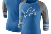 Detroit lions nike women's stripe 3/4-sleeve raglan tri-blend t-shirt