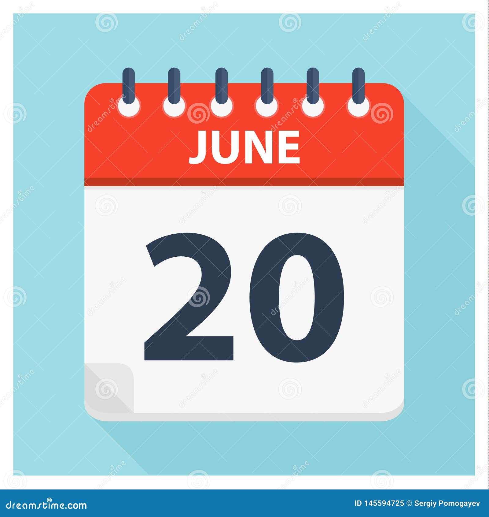 June 20 - Calendar Icon - Calendar Design Template Stock Illustration