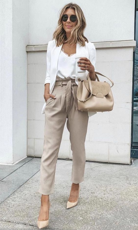 Summer outfits work women casual outfit jeans white look wear business cool fashion pants shoes girls navy shirt office para