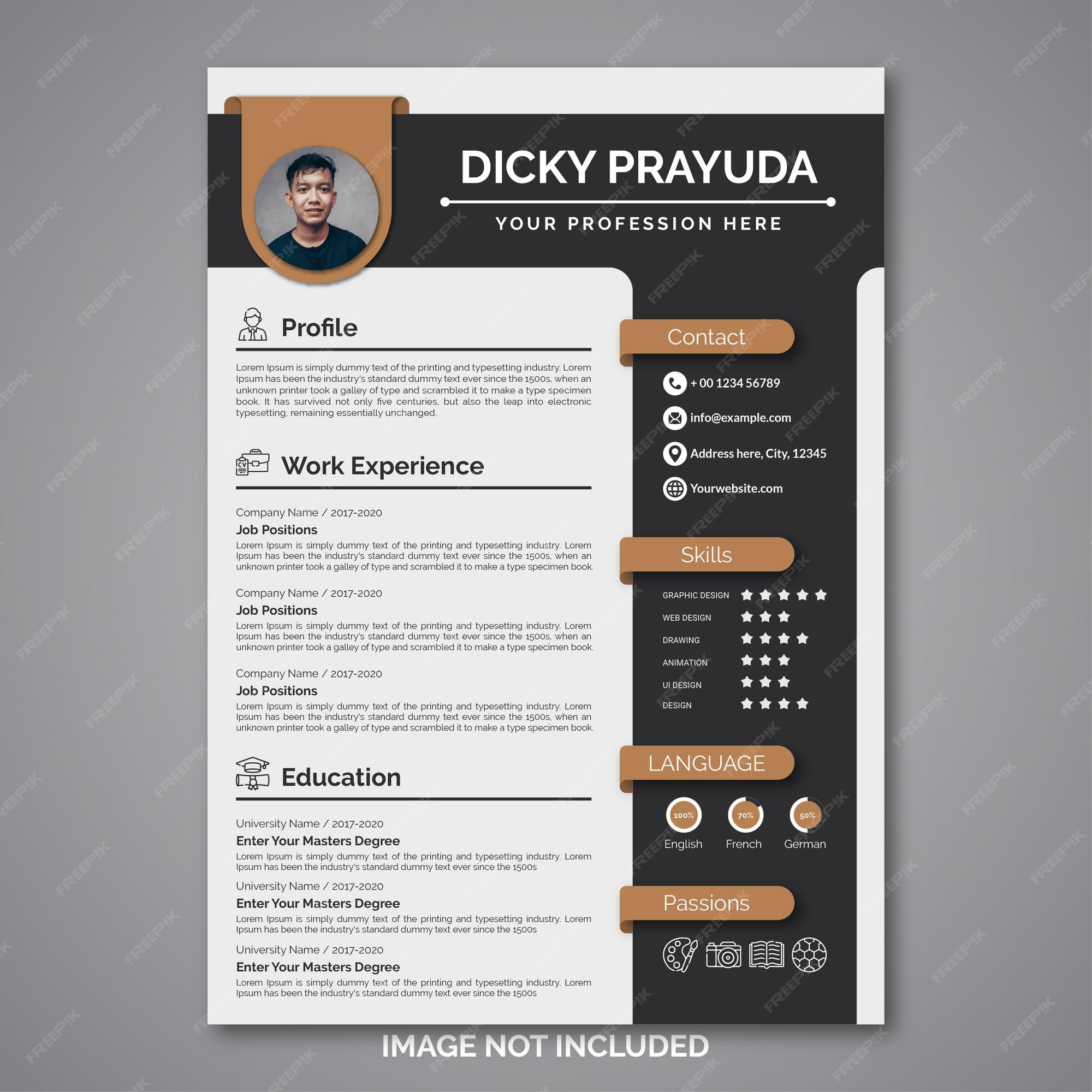 Best Resolution Premium Vector Professional Curriculum Vitae Template