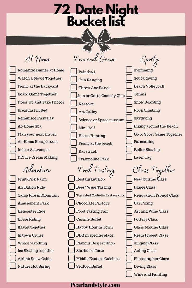 72 Best Date Night Ideas for Couple | Romantic date night ideas, Day