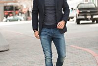 Men dress casual smart code business attire choose board blazer jeans outfit