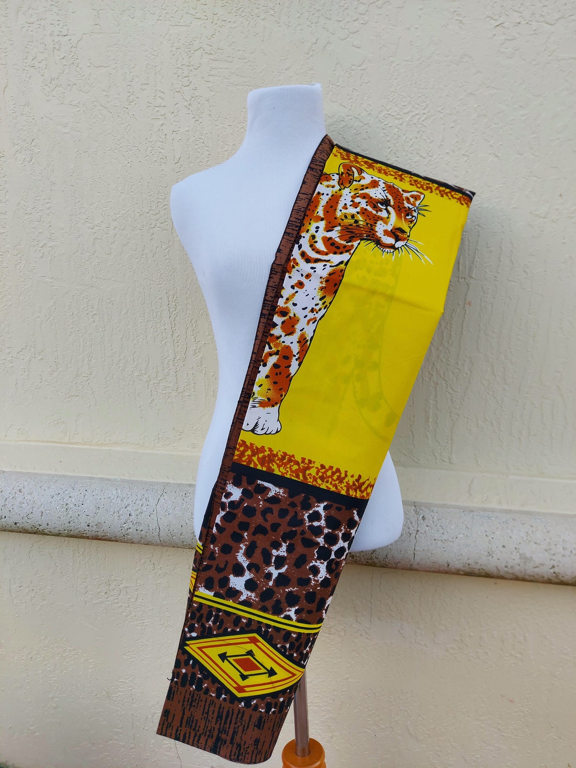 Yellow leopard ibhayi. idlozi fabric. african spirituality