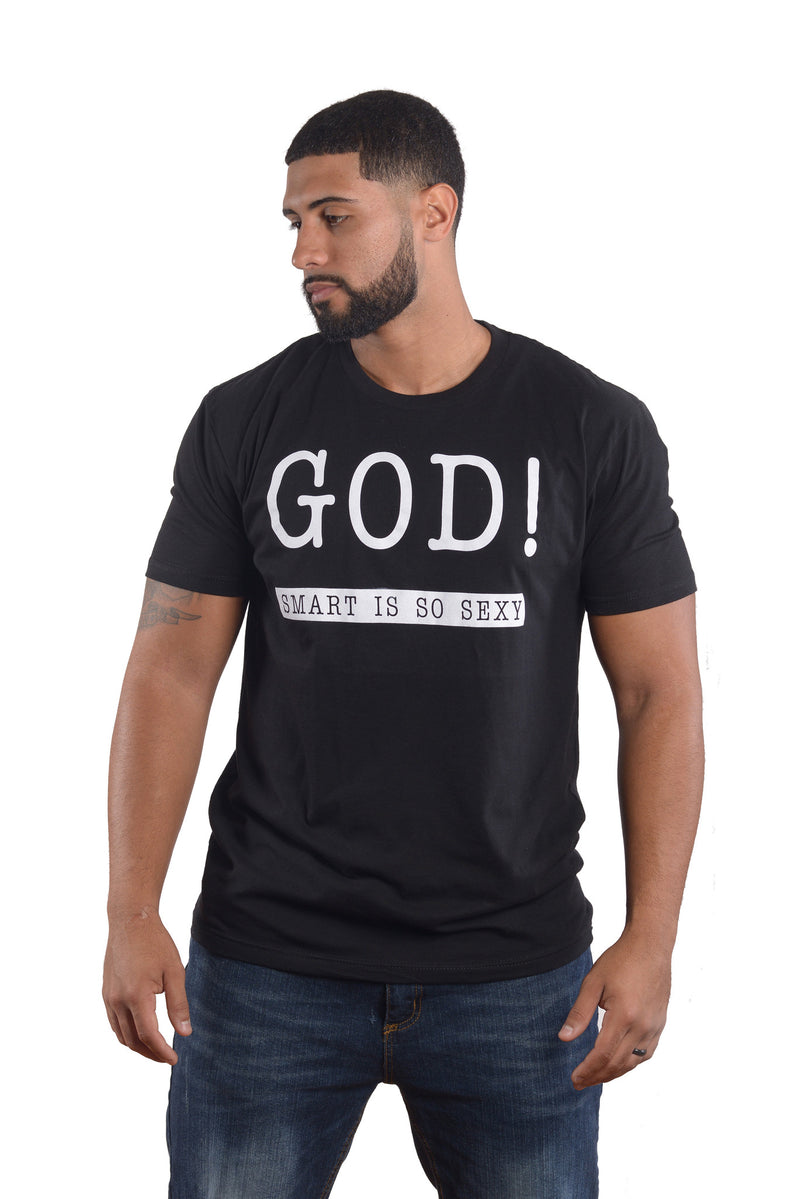 Men's GOD Spiritual Shirts Fitted Short-Sleeve Crew Neck - Black Tee